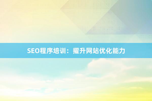 SEO程序培训：擢升网站优化能力