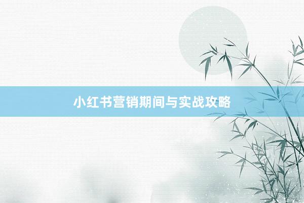 小红书营销期间与实战攻略